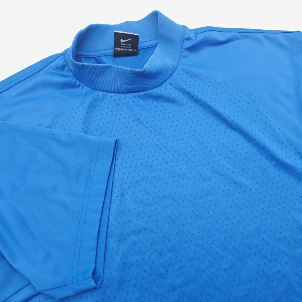 Nike Golf Dri-FIT Mock Neck Shirt Mens Medium Blue Short Sleeve Perforated Mesh